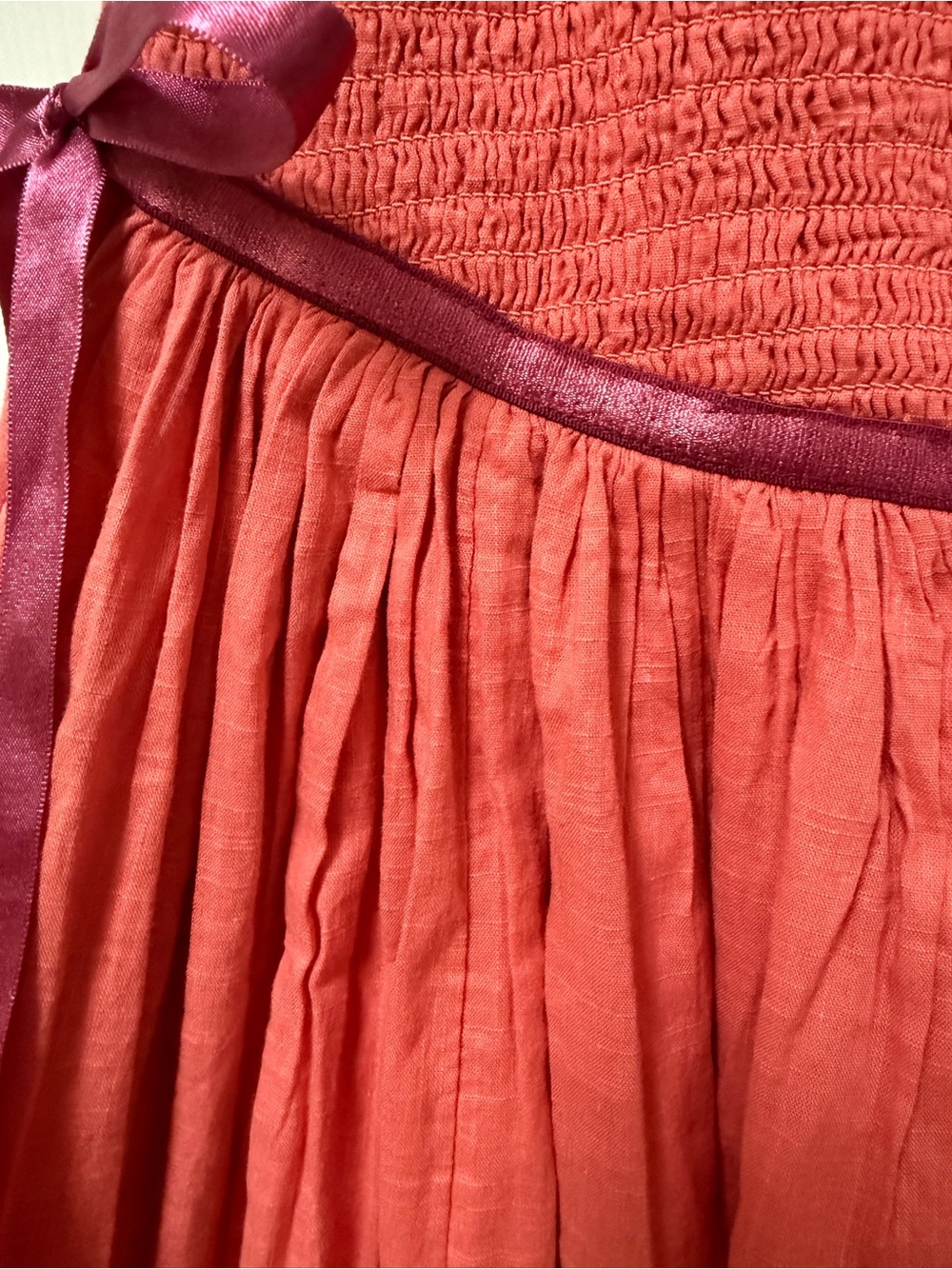 Free People Nightingale Solid Midi Dress in Rose Sienna Smocked Size XS NWT - Picture 4 of 11